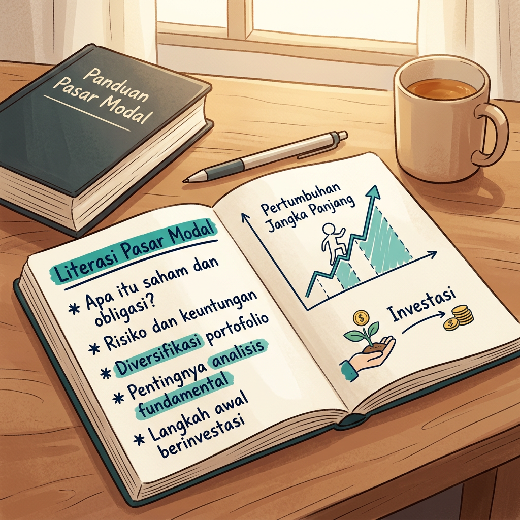 Ilustrasi dasar edukasi pasar modal dan literasi keuangan